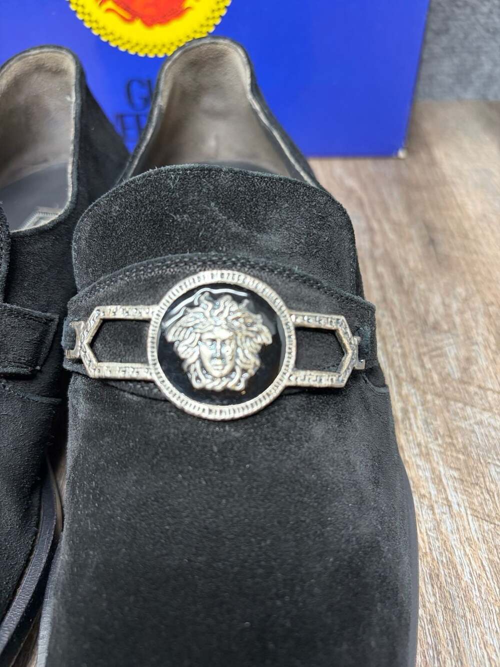Gianni Versace Men's Black Suede Medusa Head Hardware Dress Loafers Shoes SZ-10 - Picture 8 of 16